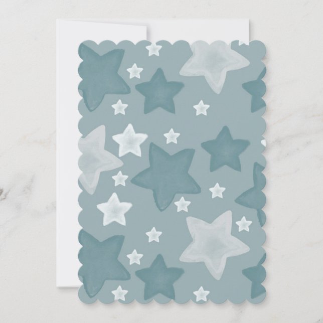 Invitation Baby shower Blue Watercolor Stars (Devant)
