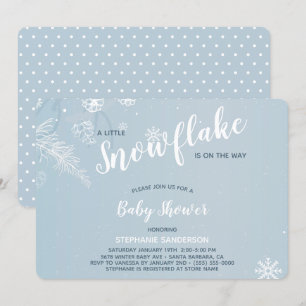 Invitation Baby shower Blue Winter Snowflake pour les garçons