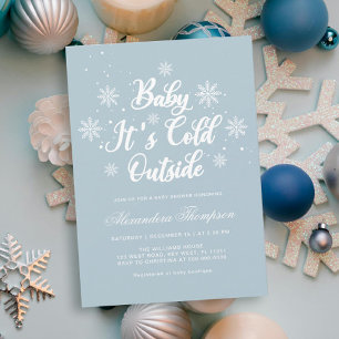 Invitation Baby shower Blue Winter Wonderland