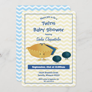 Invitation Baby shower Blueberry Pie Twins