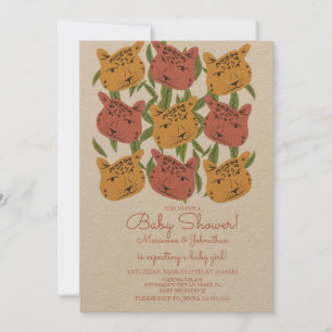 Invitation Baby Shower Bohème Animal Chat Guépard Safari 