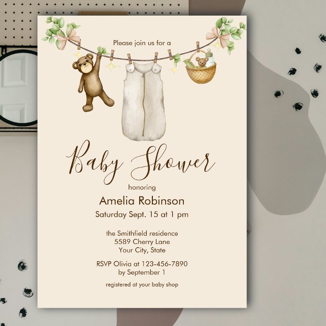 Invitation Baby Shower Bohème Aquarelle Mixte  (Créateur téléchargé)