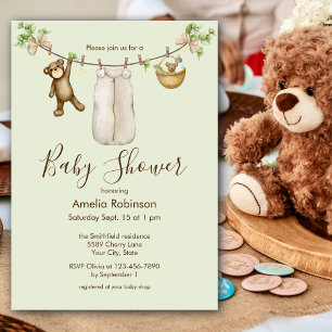 Invitation Baby Shower Bohème Aquarelle Mixte
