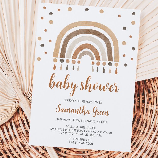 Invitation Baby Shower Bohème Arc-en-Ciel (Créateur téléchargé)