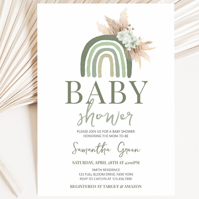 Invitation Baby Shower Bohème Arc-en-Ciel (Créateur téléchargé)