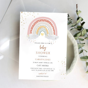 Invitation Baby Shower Bohème Arc-en-Ciel