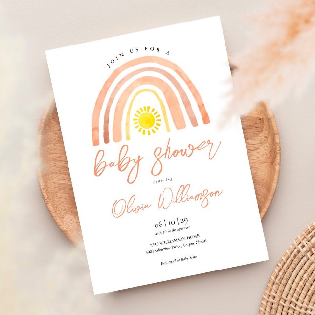 Invitation Baby Shower Bohème Arc-en-Ciel (Créateur téléchargé)