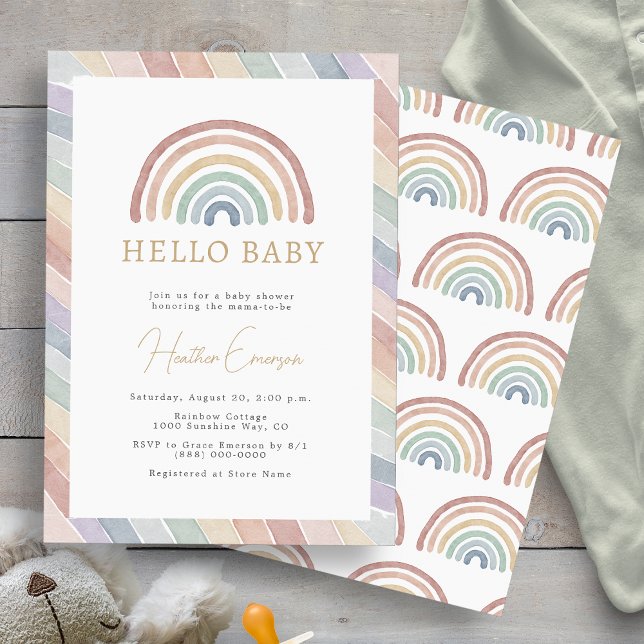 Invitation Baby Shower Bohème Arc-en-ciel (Boho Watercolor Rainbow Baby Shower Invitation by Painted Paperie
)