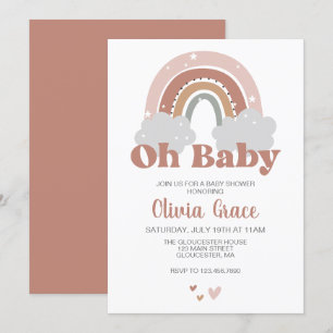 Invitation Baby shower bohème arc-en-ciel