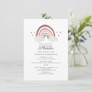 Invitation Baby Shower Bohème Arc-en-Ciel Écriture