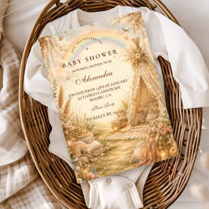 Invitation Baby Shower Bohème Arc-en-Ciel Enchanté