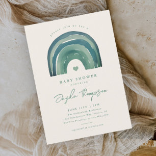 Invitation Baby Shower Bohème Arc-en-ciel Vert Sauge