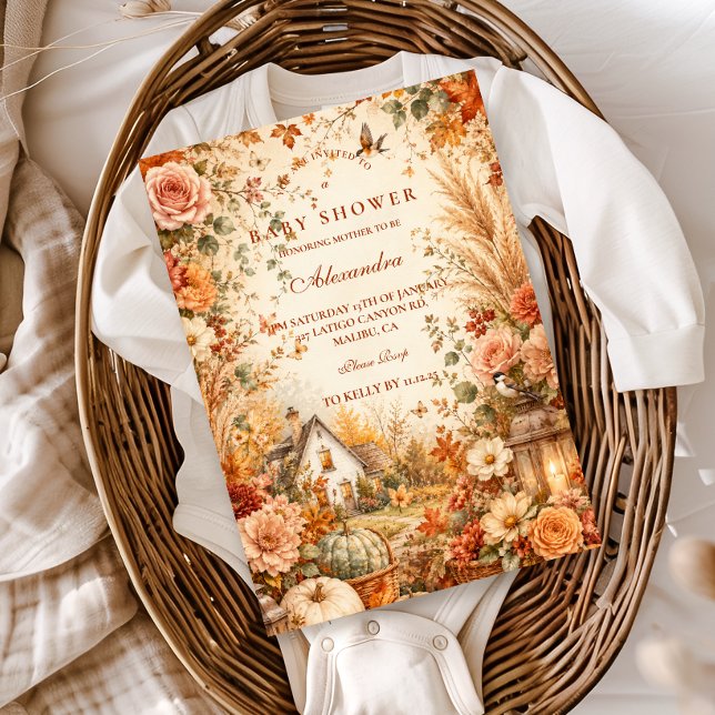 Invitation Baby Shower Bohème Automnal Rustique (Créateur téléchargé)