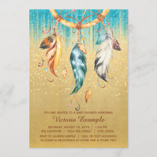 Invitation Baby-Shower Bohème Bébé Fille ou Garçon Attrape-Rê