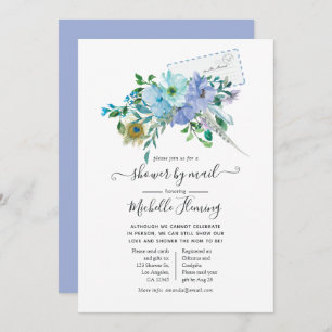 Invitation Baby Shower Bohème Bleu et Menthe par courrier