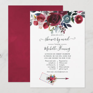 Invitation Baby-Shower Bohème Chic Bordeaux et Marine par Cou