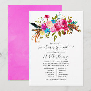 Invitation Baby Shower Bohème Chic Floral Aquarelle par courr