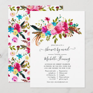 Invitation Baby Shower Bohème Chic Floral Aquarelle par courr