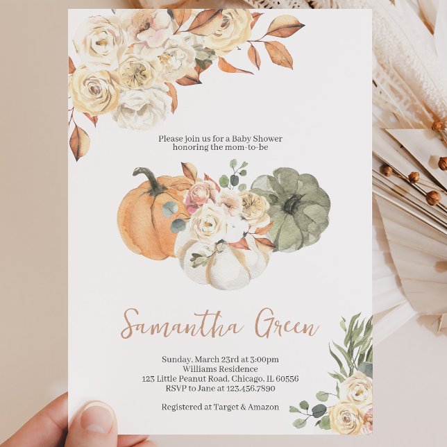 Invitation Baby Shower Bohème Citrouille (Créateur téléchargé)