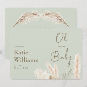 Invitation Baby Shower Bohème Clair Sauge Oh Bébé