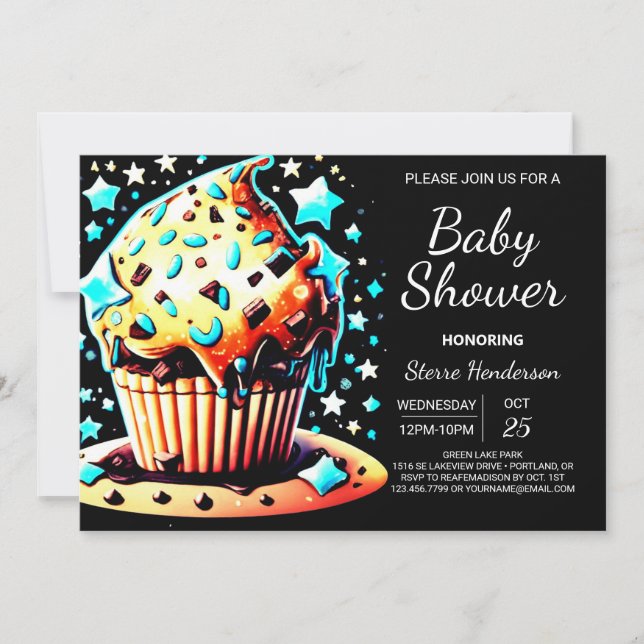 Invitation Baby shower Bohême Custom Muffin Boy en ligne (Devant)