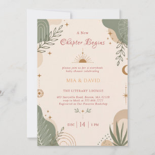 Invitation Baby-Shower Bohème de Conte de Fées Vert Sauge Bot