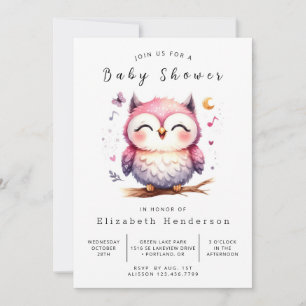 Invitation Baby shower bohème élégant de hibou