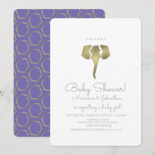 Invitation Baby Shower Bohème Élégant Éléphant Minimaliste