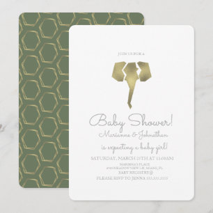 Invitation Baby Shower Bohème Élégant Éléphant Minimaliste