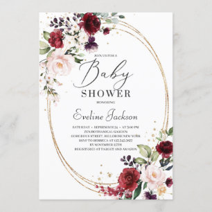 Invitation Baby shower bohème en or rose roux