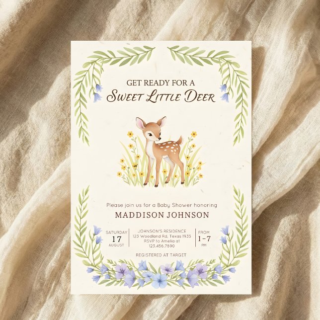 Invitation baby shower bohème faune forestière verdure (Créateur téléchargé)