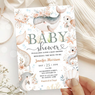 Invitation Baby Shower Bohème Fille de l'Océan Sous La Mer