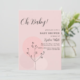 Invitation Baby-Shower Bohème Fille Rose Baby-Shower Minimali