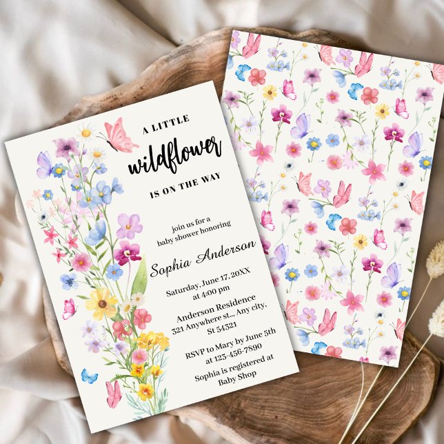 Invitation Baby Shower Bohème Fleur Sauvage (Créateur téléchargé)