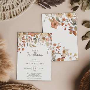 Invitation Baby Shower Bohème Fleur Sauvage