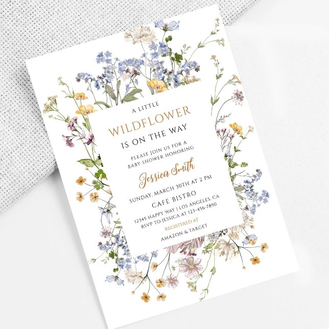 Invitation Baby Shower Bohème Fleur Sauvage (Créateur téléchargé)