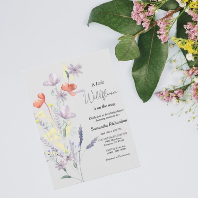 Invitation Baby Shower Bohème Fleur Sauvage (Créateur téléchargé)