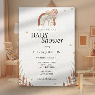 Invitation Baby Shower Bohème Fleur Sauvage pour Bébé de Genr