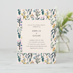 Invitation Baby Shower Bohème Fleurs Couples 