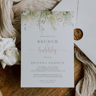 Invitation Baby Shower Bohème Fleurs et Bulles pour la Mariée
