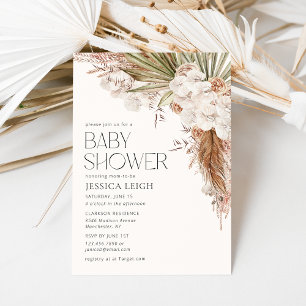 Invitation Baby Shower Bohème Fleurs et Plumes