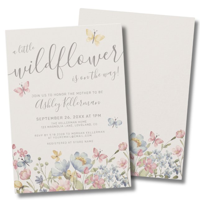Invitation Baby shower bohème fleurs sauvages (Wildflower Boho Baby Shower Invitation)