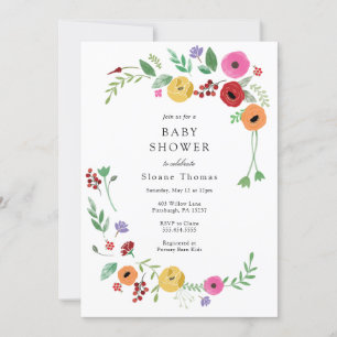 Invitation Baby shower Bohème Floral Bright Color