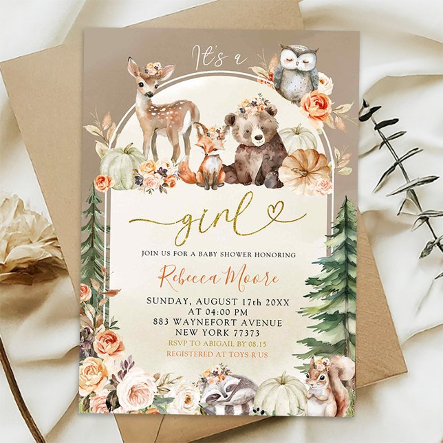 Invitation Baby Shower Bohème Forestier d'Automne (Créateur téléchargé)