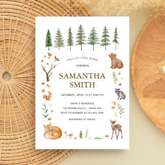 Invitation Baby Shower Bohème Forêt de Bois
