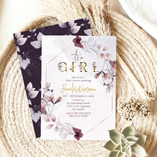 Invitation Baby Shower Bohème Géométrique Rose Poussiéreux C'