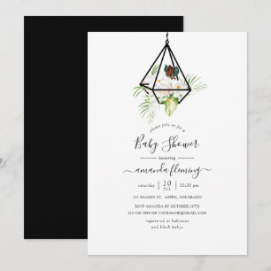 Invitation Baby Shower Bohème Géométrique Terrarium Floral