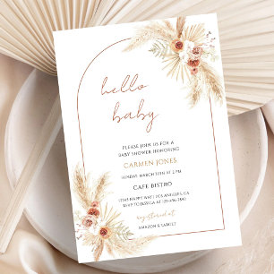 Invitation Baby Shower Bohème Herbe des Pampas