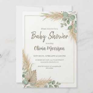 Invitation Baby Shower Bohème Herbe des Pampas