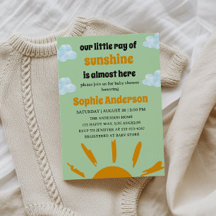 Invitation Baby Shower Bohème Jaune Petit Rayon De Soleil
